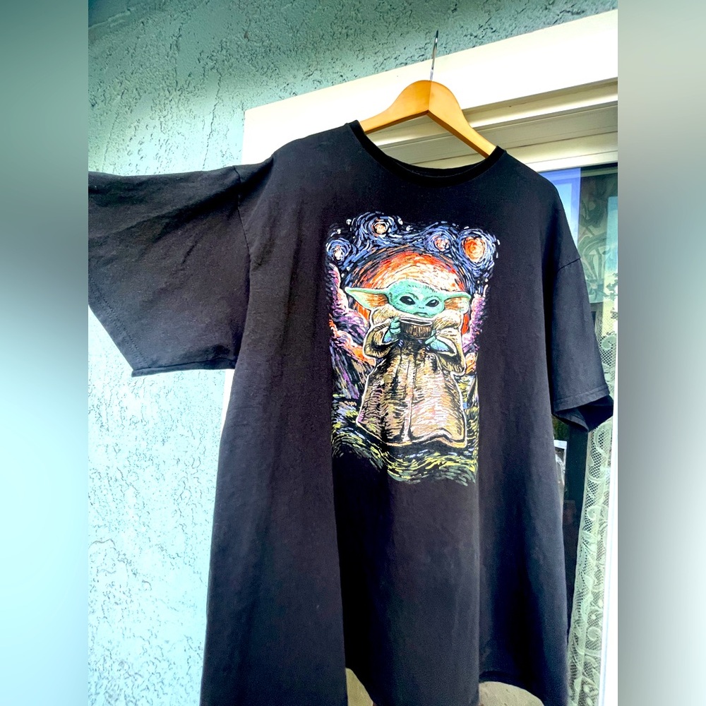Men's Star Wars The Mandalorian The Child Starry Night tee shirt Black 2X Large